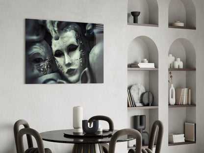 Pale Silver Masquerade Mask Glass Wall Art