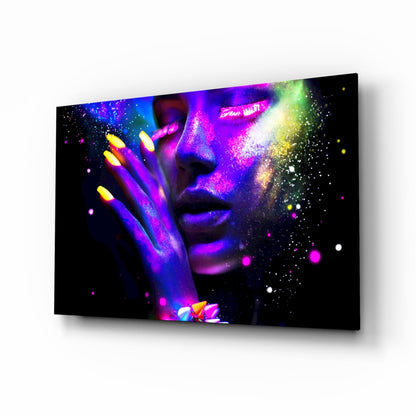 Neon Paint Face Glowing Nails Glass Wall Art