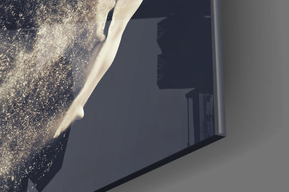 Leaping Dancer Dissolving Into Dust Glass Wall Art