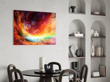 Vibrant Rainbow Cloud Sky Glass Wall Art
