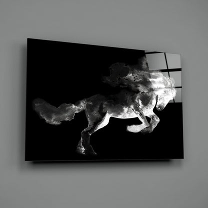 Rearing Smoke Horse Glass Wall Art