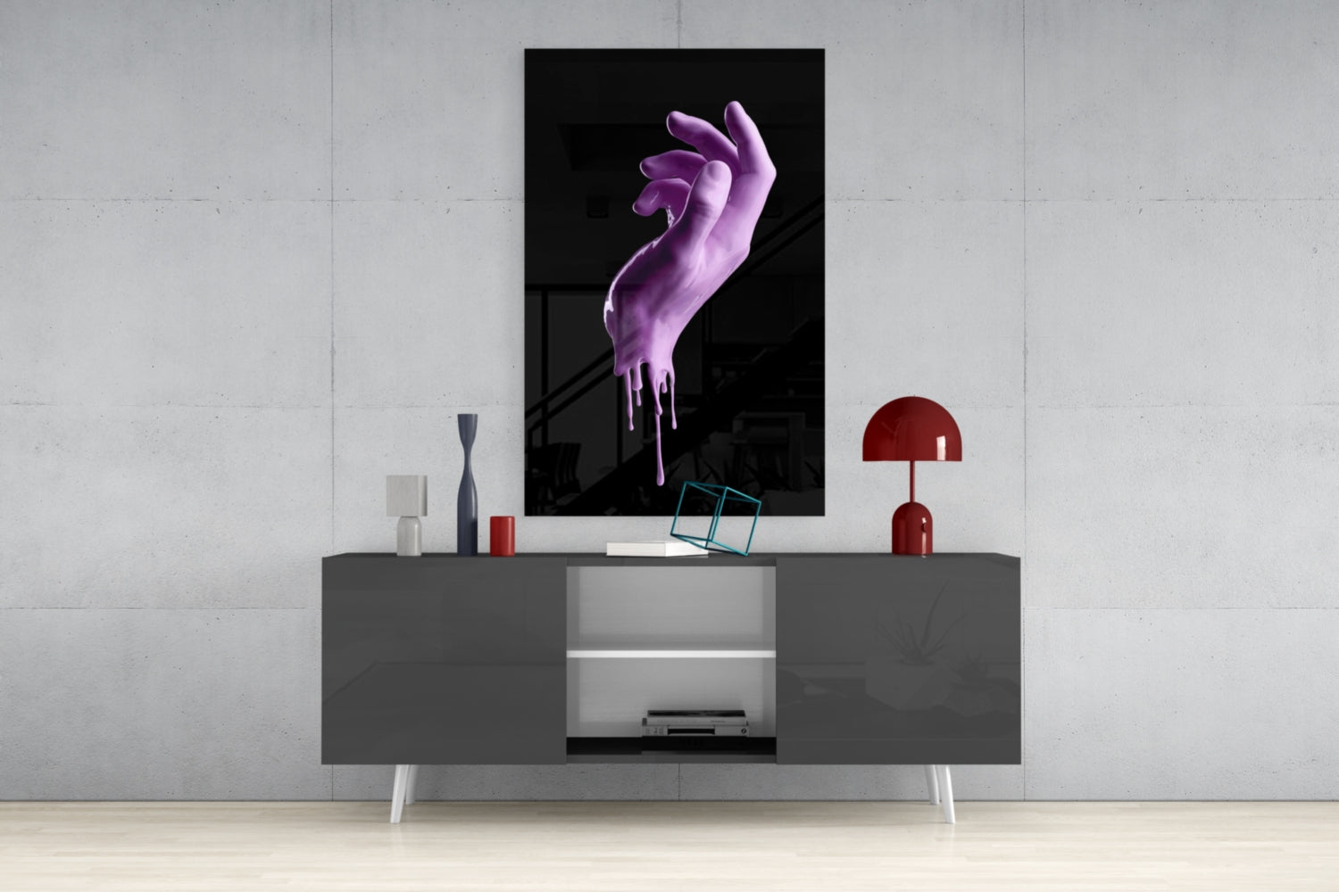 Dripping Lilac Hand Sculpture Glass Wall Art