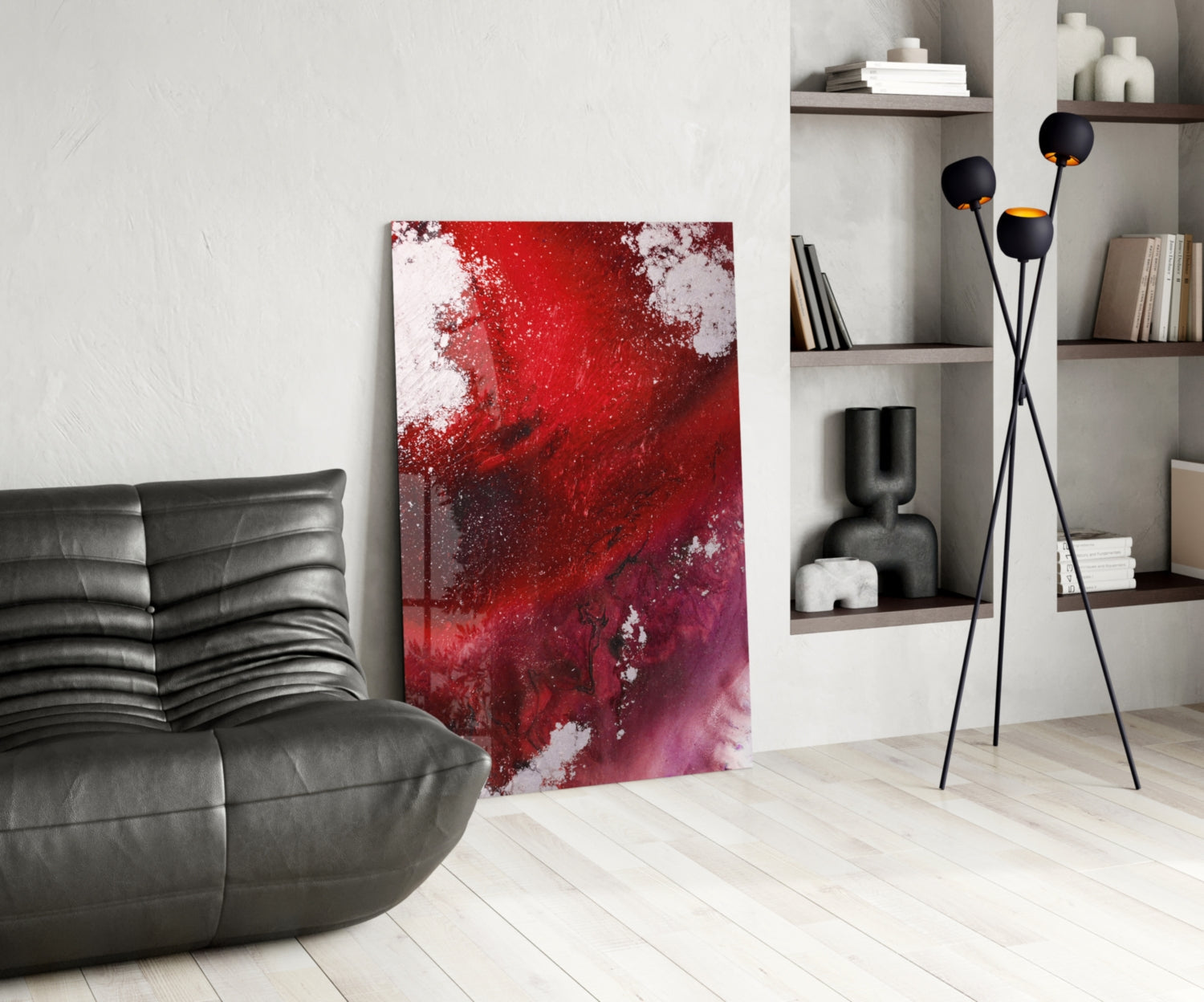 Ruby Magenta Fluid Abstract Glass Wall Art