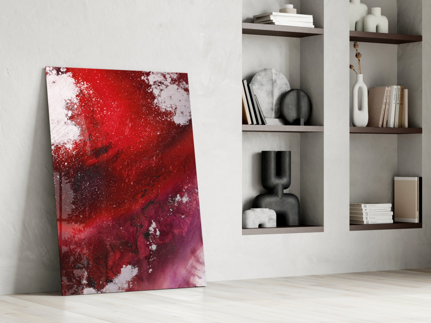 Ruby Magenta Fluid Abstract Glass Wall Art
