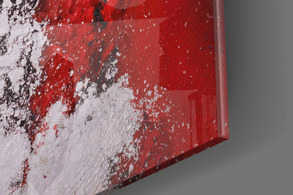 Red White Marble Blend Glass Wall Art