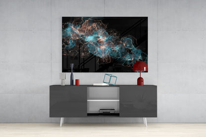 Teal Copper Energy Flow Glass Wall Art