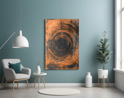 Copper Spiral Swirl Glass Wall Art