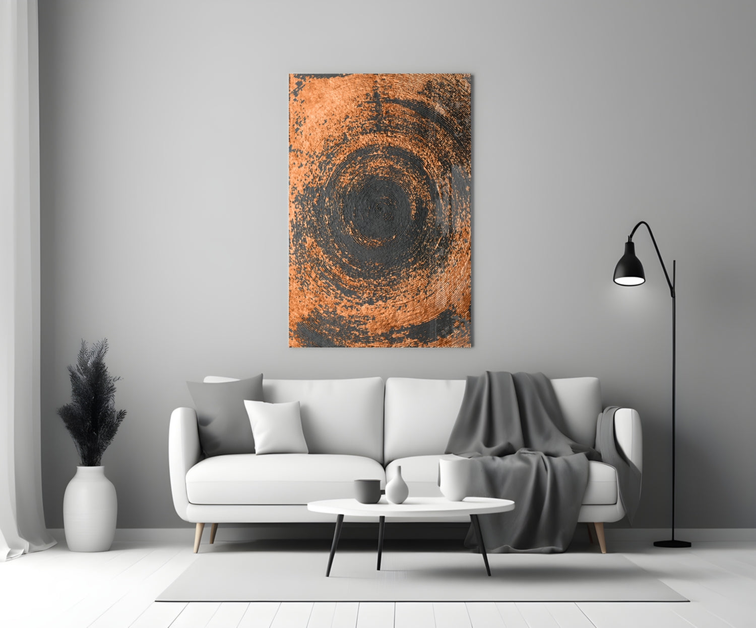 Copper Spiral Swirl Glass Wall Art