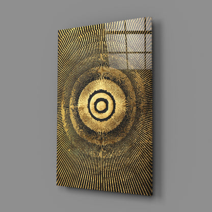 Black Gold Radiant Circle Glass Wall Art