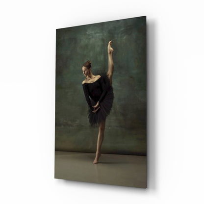 Vertical Split Black Tutu Ballerina Glass Wall Art