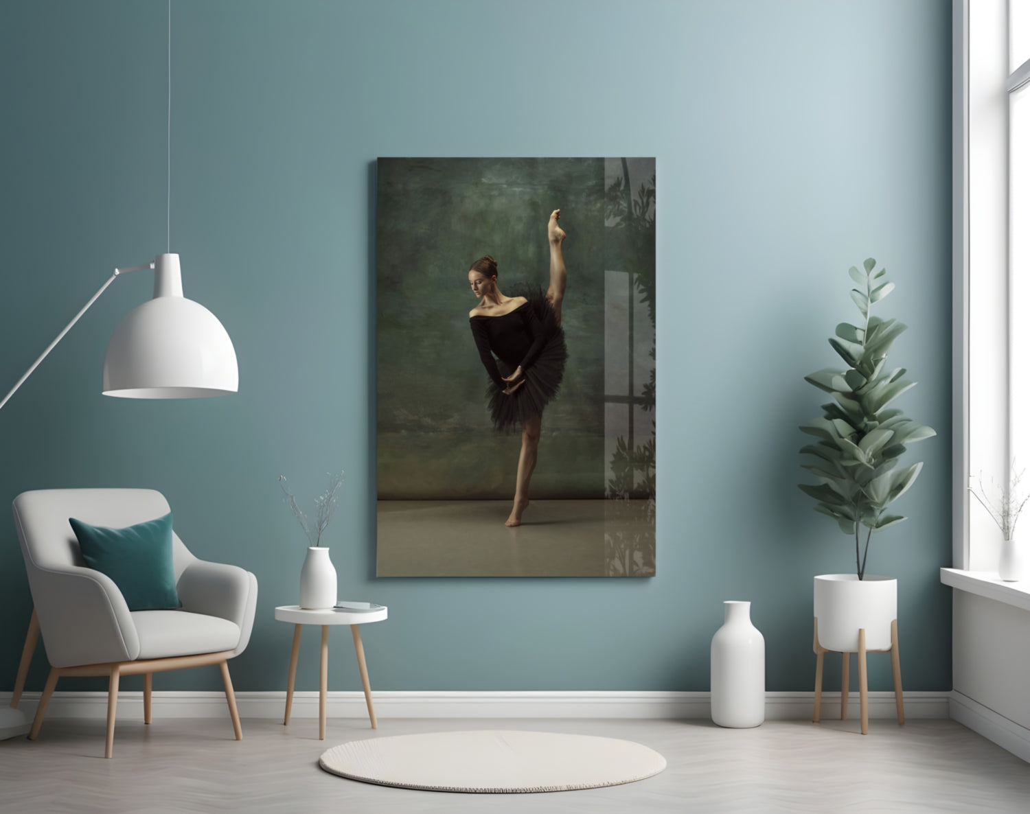 Vertical Split Black Tutu Ballerina Glass Wall Art