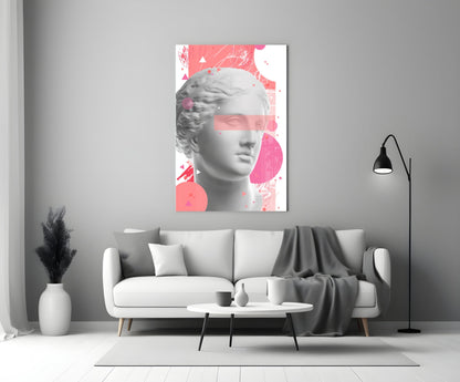 Pink Geometric Venus Bust Collage Glass Wall Art