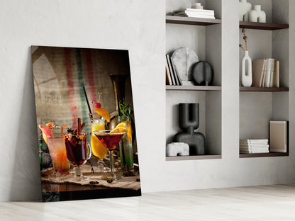 Rustic Spiced Winter Cocktails Glass Wall Art