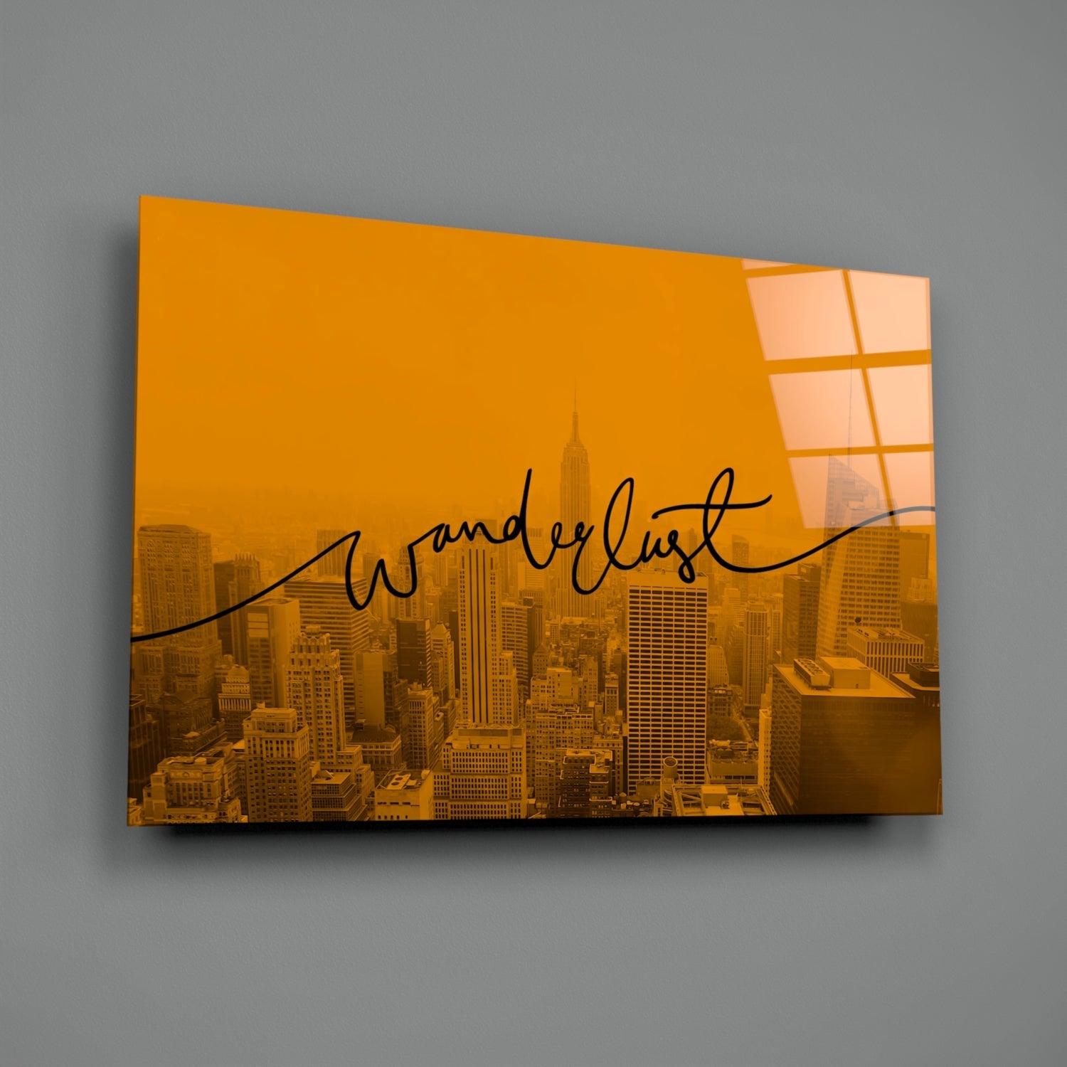 Amber Sunset Skyline Wanderlust Glass Wall Art