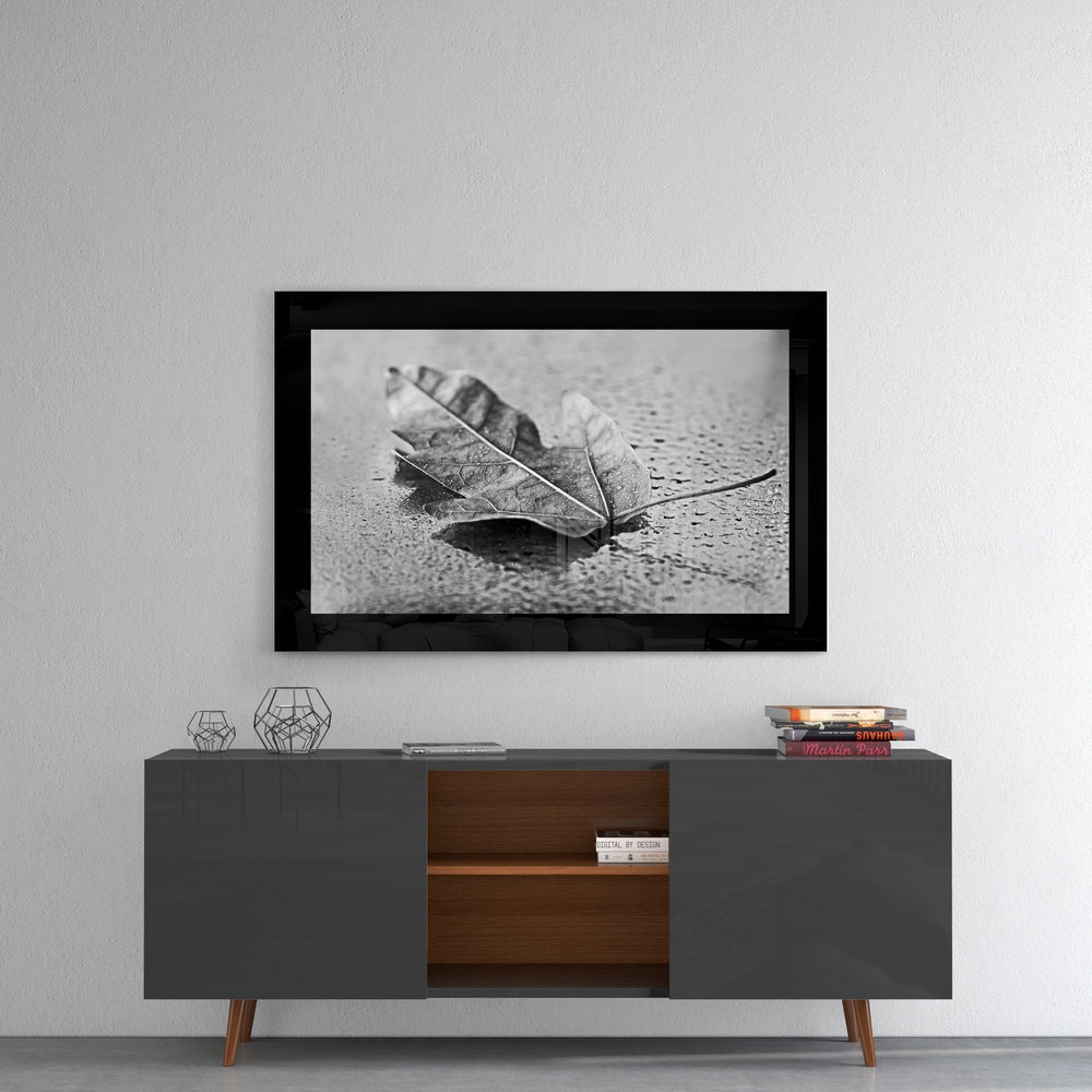 Raindrop Fallen Leaf Glass Wall Art