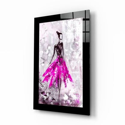 Magenta Skirt Abstract Dancer Glass Wall Art