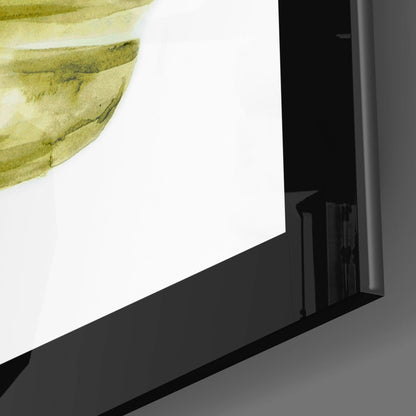 Olive Watercolor Palm Leaf Glass Wall Art