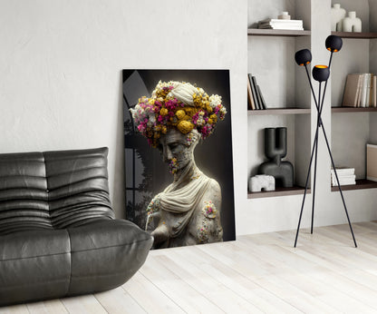 Abandoned Statue Glass Wall Art  || Designer Collection