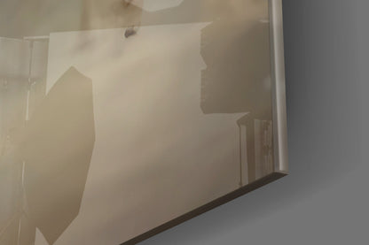 Misty Blue Ethereal Walking Figures Glass Wall Art