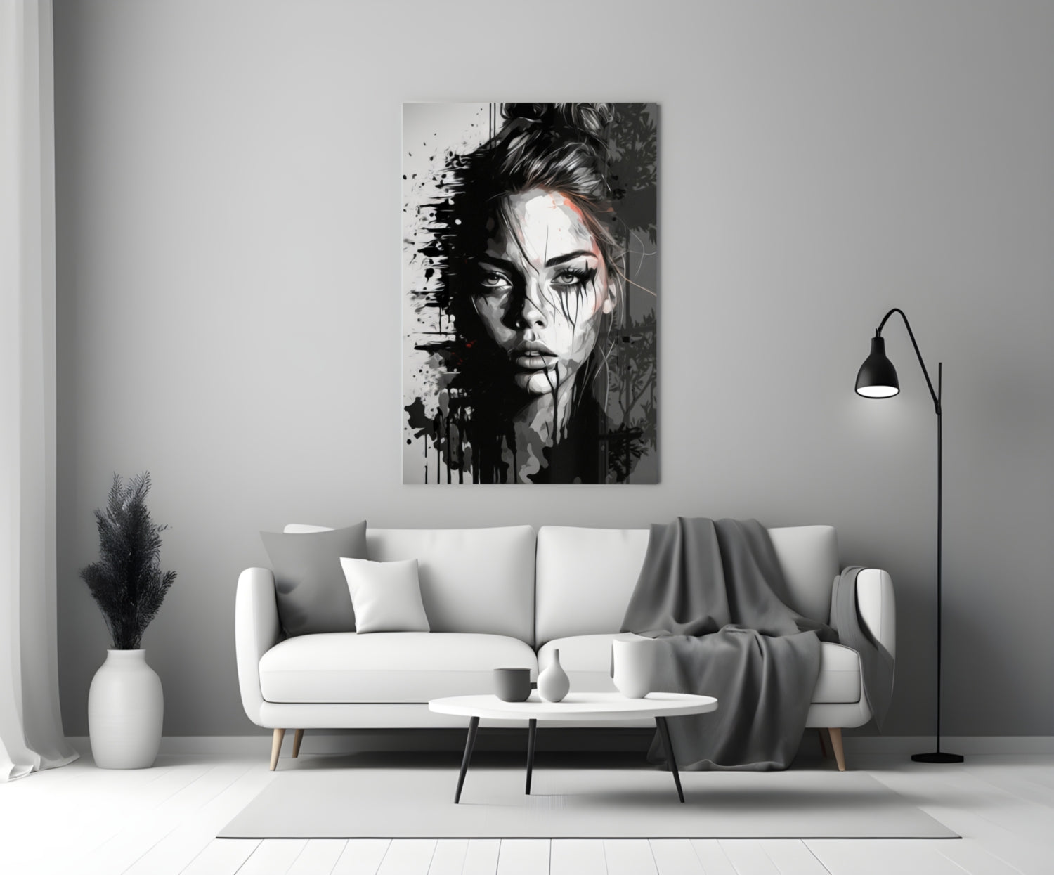 Scribbled Beauty Glass Wall Art  || Designer Collection