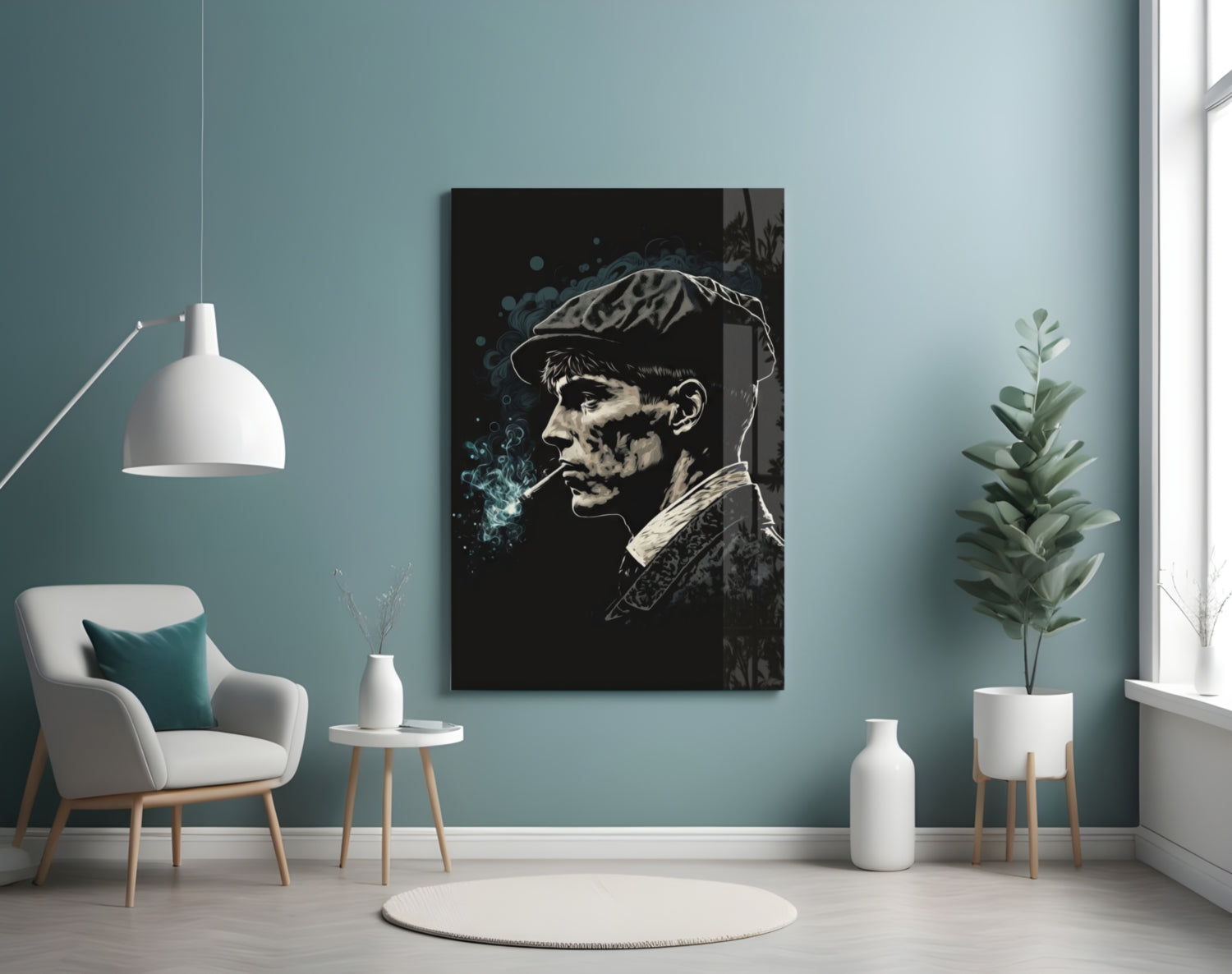 Newsboy Cap Gangster Glass Wall Art  || Designer Collection