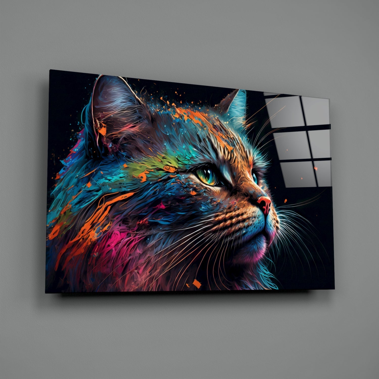 Colorful Cat Glass Wall Art  || Designers Collection