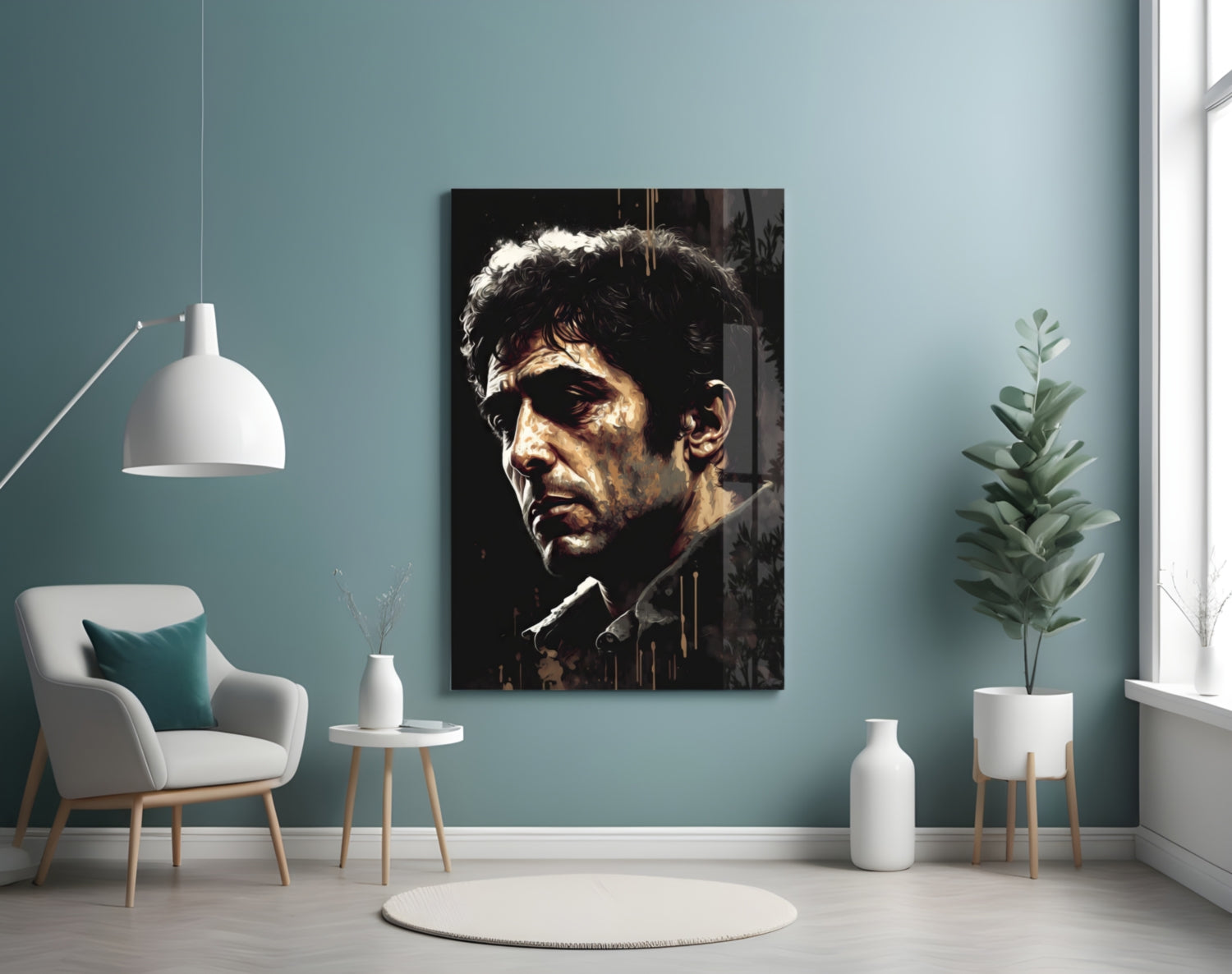 Golden Shadow Cigar Actor Glass Wall Art
