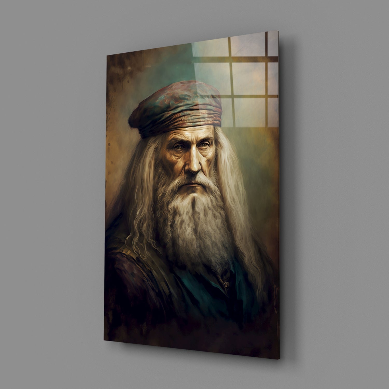 Leonardo da Vinci Glass Wall Art  || Designer Collection