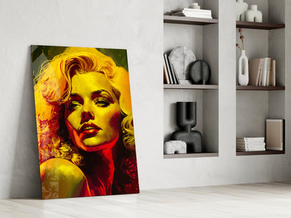 Golden Yellow Blonde Diva Glass Wall Art