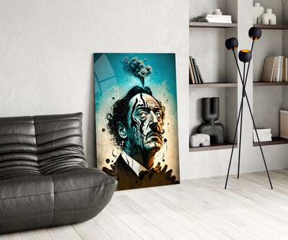 Mushroom Cloud Head Surreal Portrait Glass Wall Art