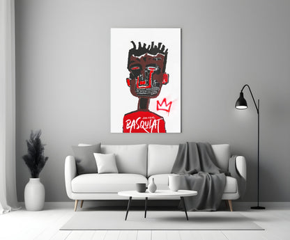 Red Portrait Crowned Youth Glass Wall Art