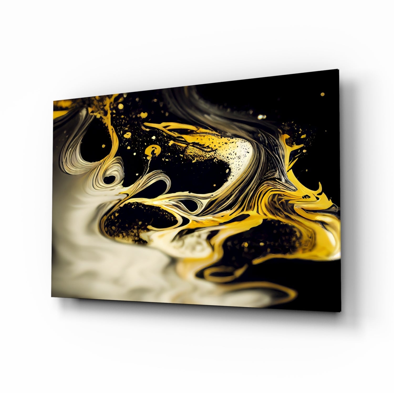Golden Splash Glass Wall Art || Designer Collection