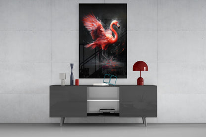 Flamingo Glass Wall Art || Designer Collection