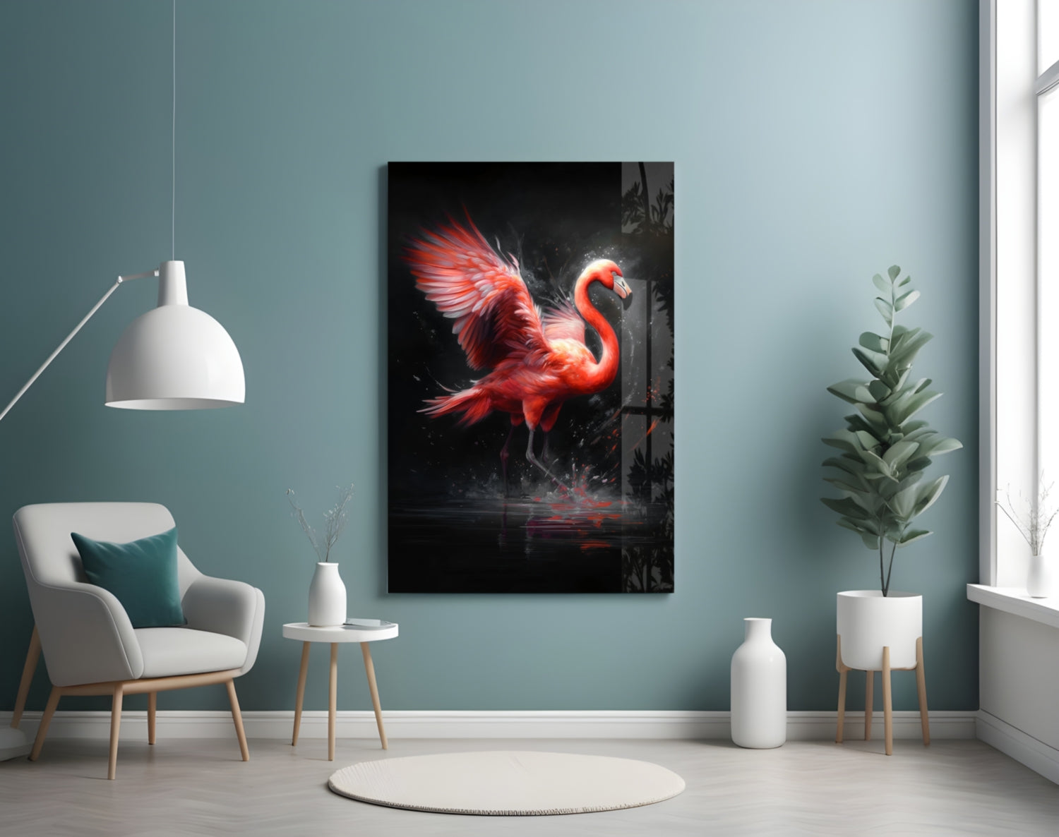 Flamingo Glass Wall Art || Designer Collection