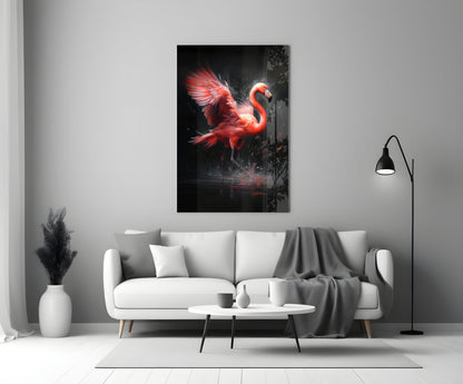 Flamingo Glass Wall Art || Designer Collection