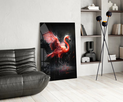 Flamingo Glass Wall Art || Designer Collection