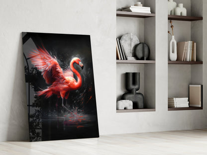 Flamingo Glass Wall Art || Designer Collection