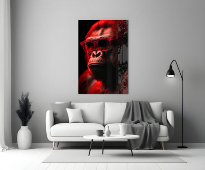 Ape the Thinker Glass Wall Art || Designer Collection