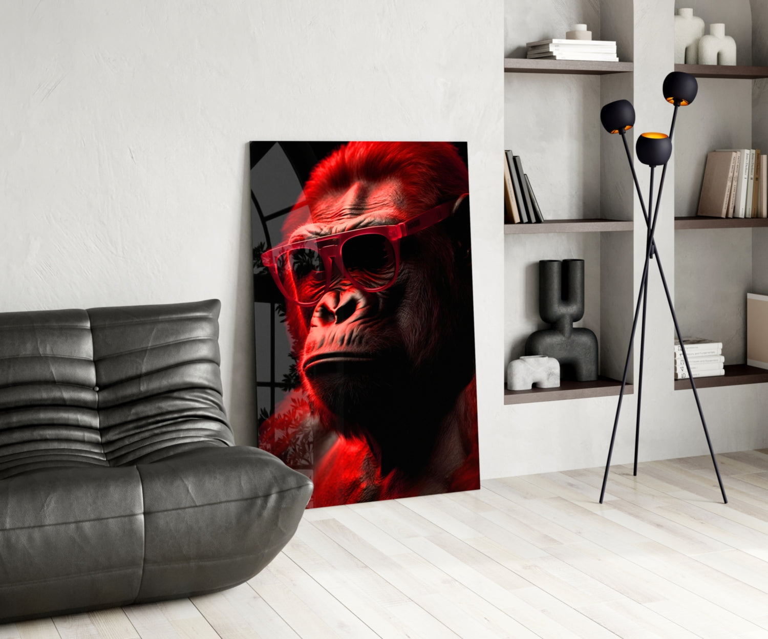 Ape the Thinker Glass Wall Art || Designer Collection