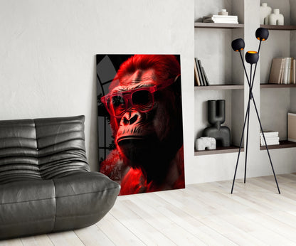 Ape the Thinker Glass Wall Art || Designer Collection