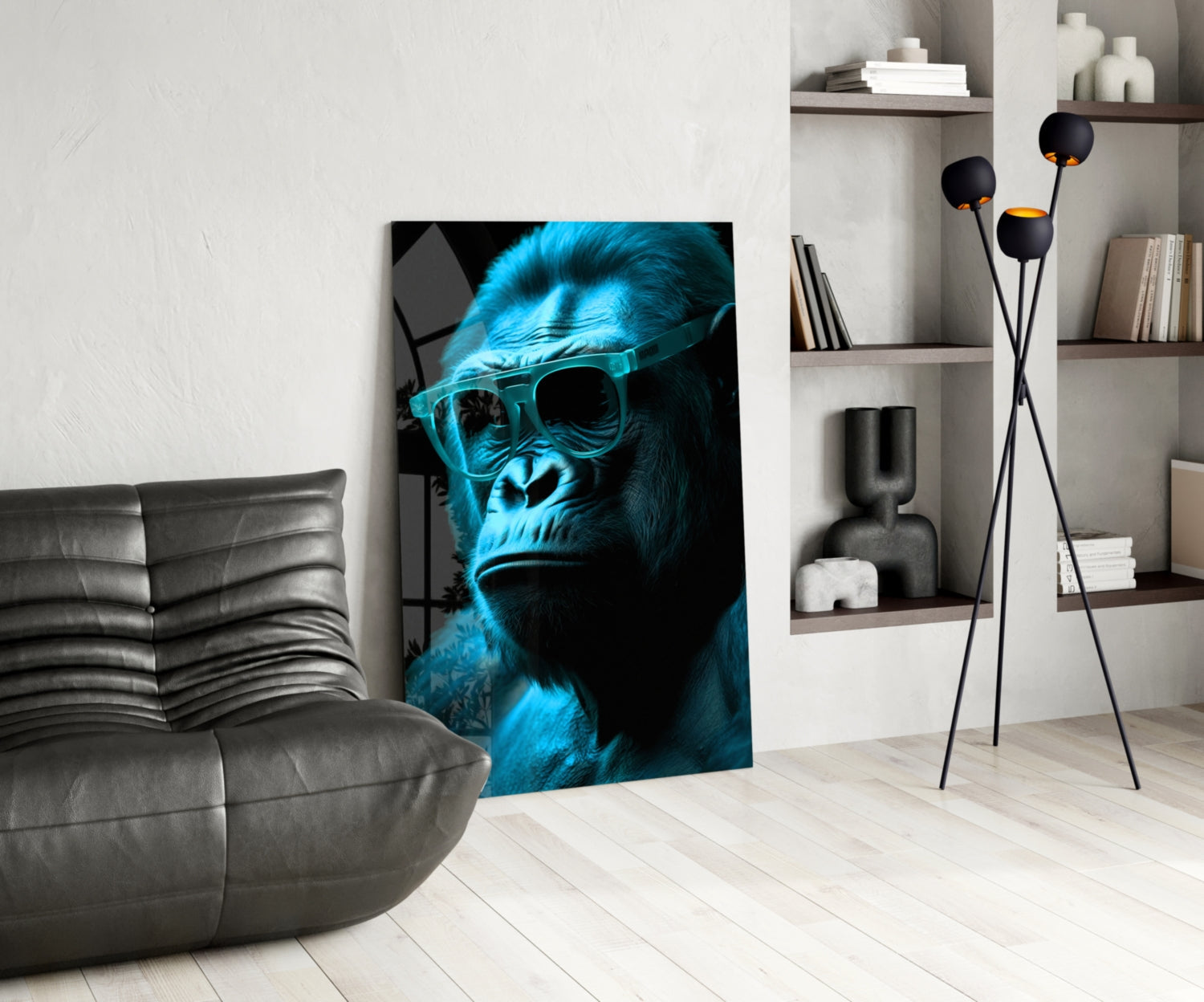 Ape the Thinker Glass Wall Art || Designer Collection