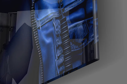 Blue Hoodie Headphones Gorilla Glass Wall Art