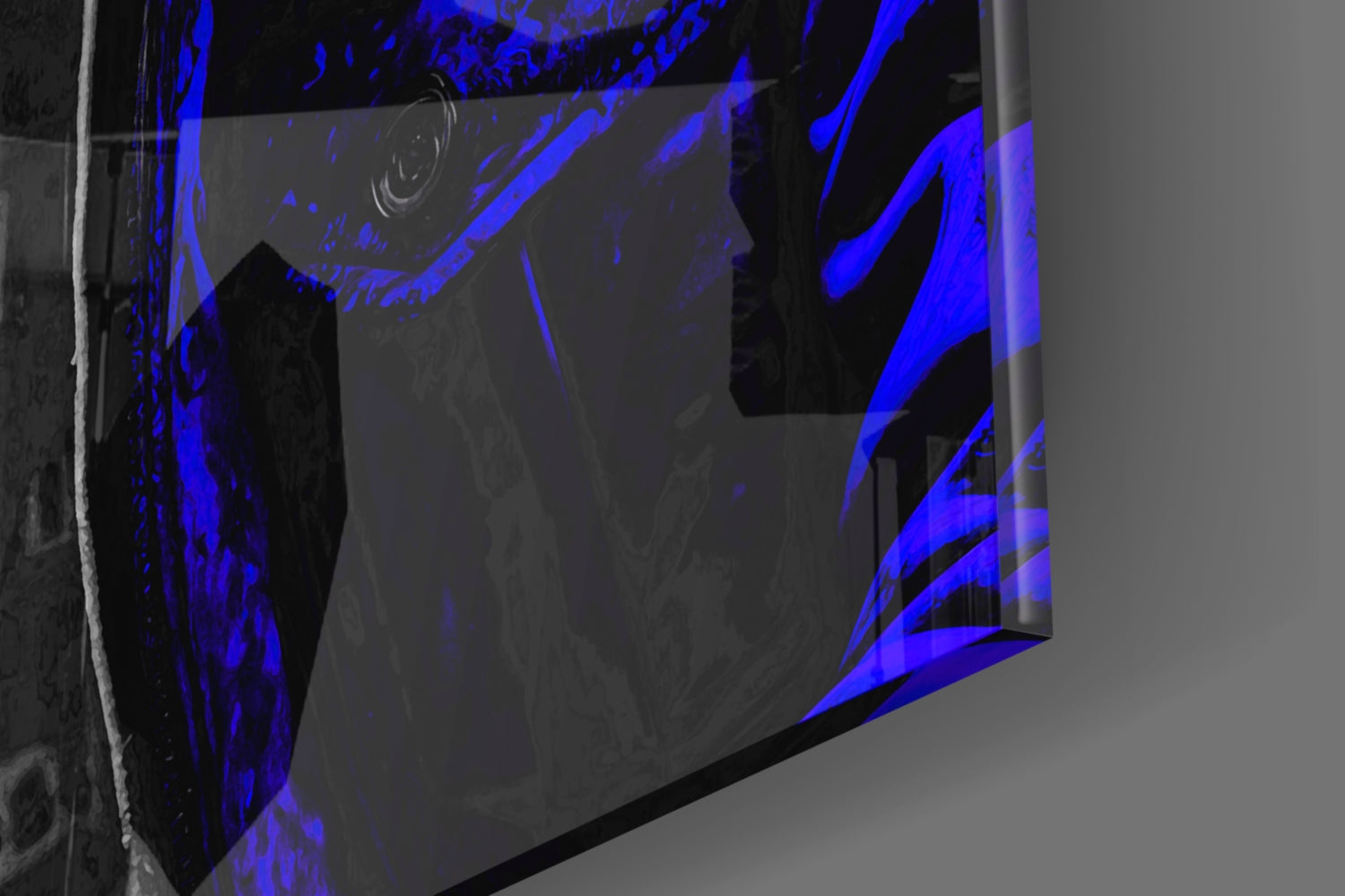 Electric Blue Hooded Gorilla Glass Wall Art