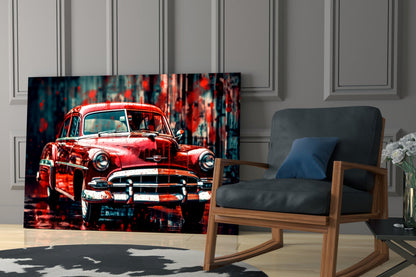 Vintage American Car Glass Wall Art || Designers Collection