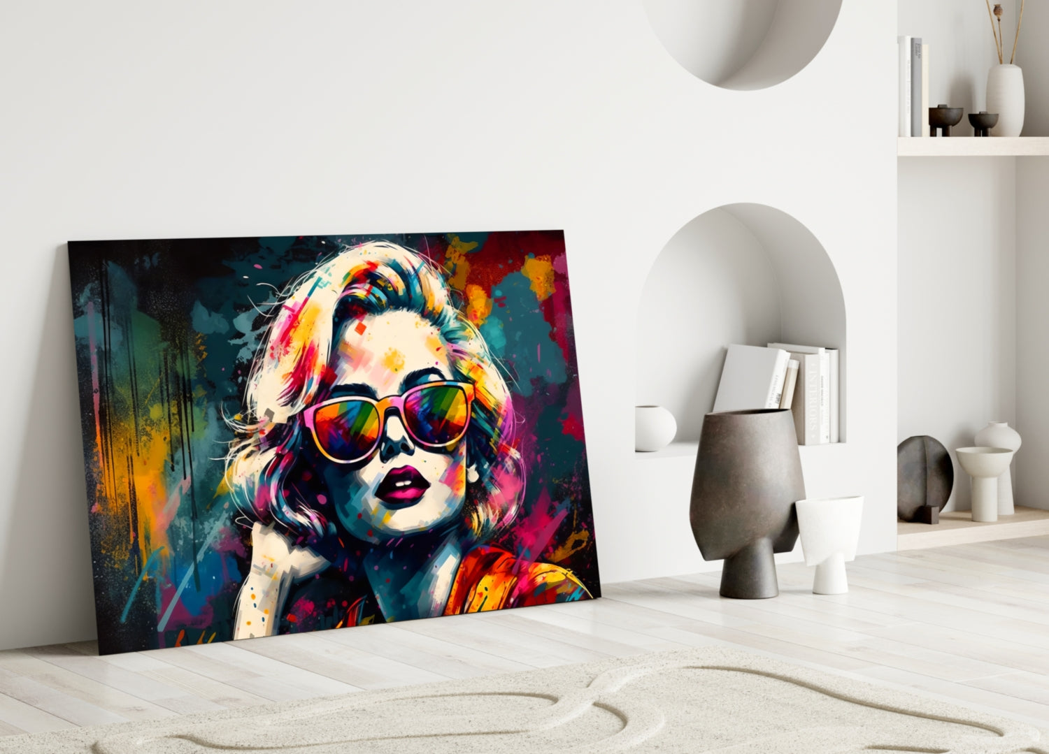 Rainbow Lens Sunglasses Splatter Face Glass Wall Art