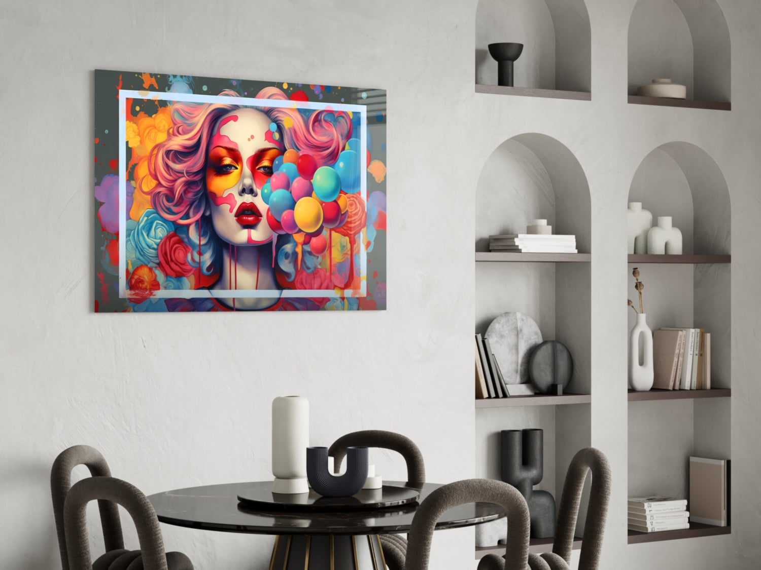 Balloons and the Kiss Glass Wall Art || Designer Collection