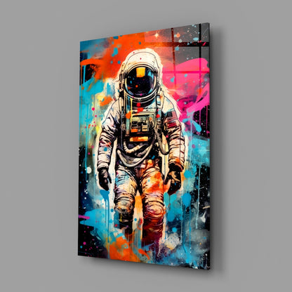 Graffiti Splatter Astronaut Glass Wall Art
