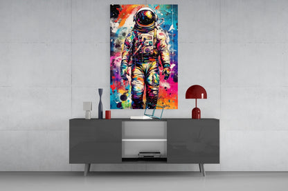 Pop Art Splash Astronaut Glass Wall Art