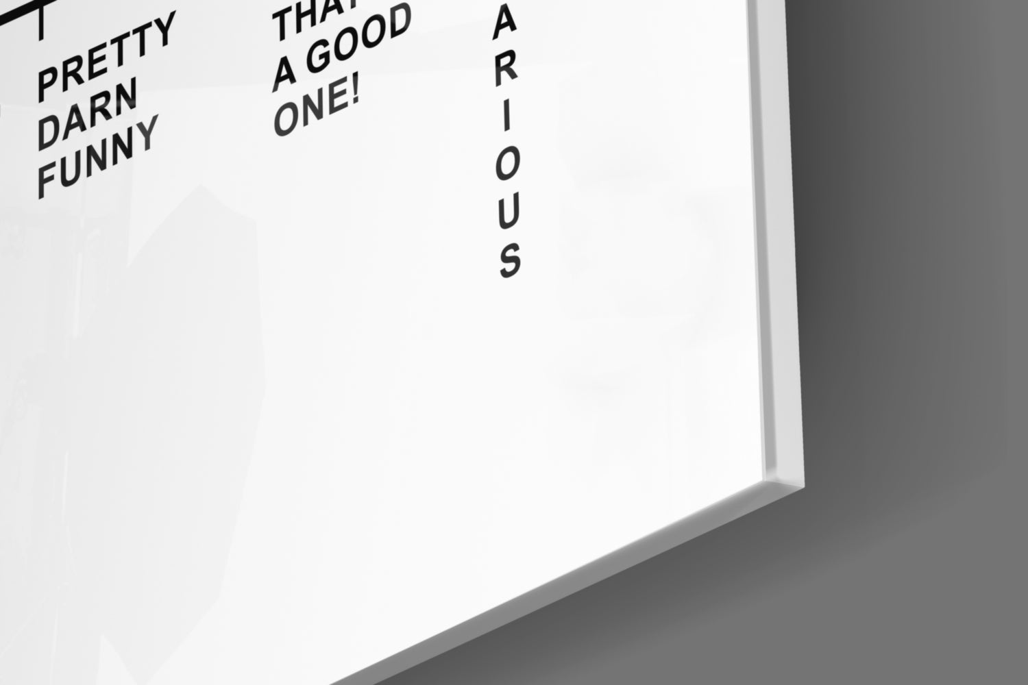 White Minimal Laughter Chart Glass Wall Art