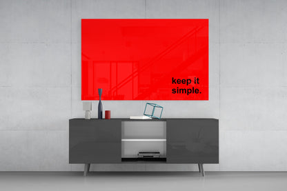 Keep It Simple Red Black Letters Glass Wall Art